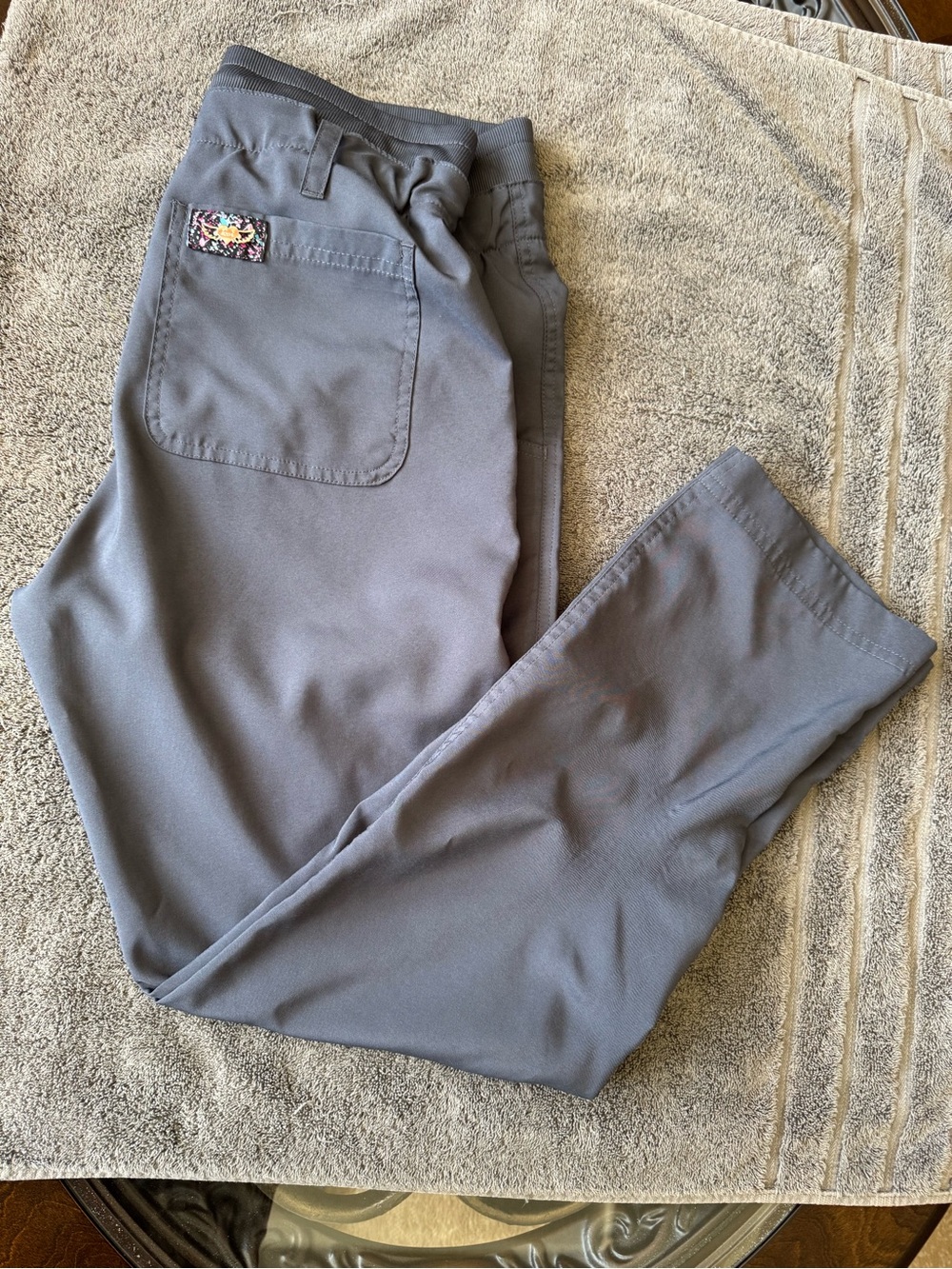 Koi Tech petite scrub pants in gray with drawstring waist-size S